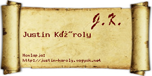 Justin Károly névjegykártya