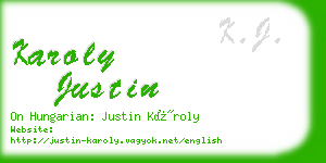 karoly justin business card